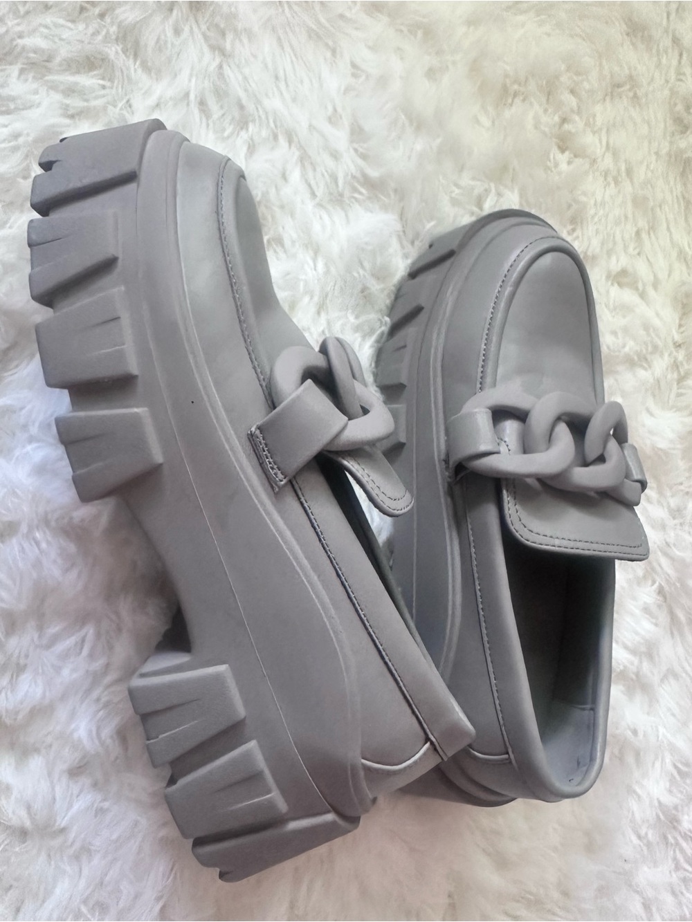 ASOS Grey Chunky Chain Platform Loafers